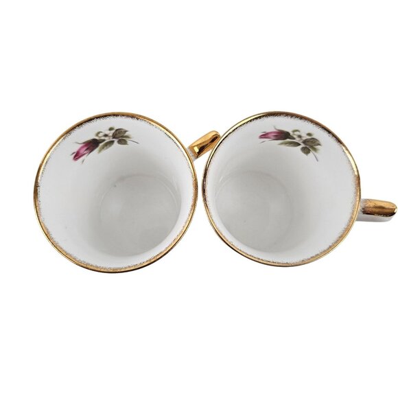 Set Of 2 Regal Heritage Bone China Mugs Pink Rose Floral Design Gold Trim - Picture 4 of 11